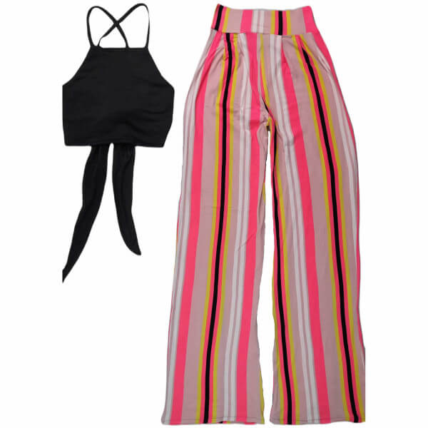 Cocktail Top & Loose Printed Pant Set